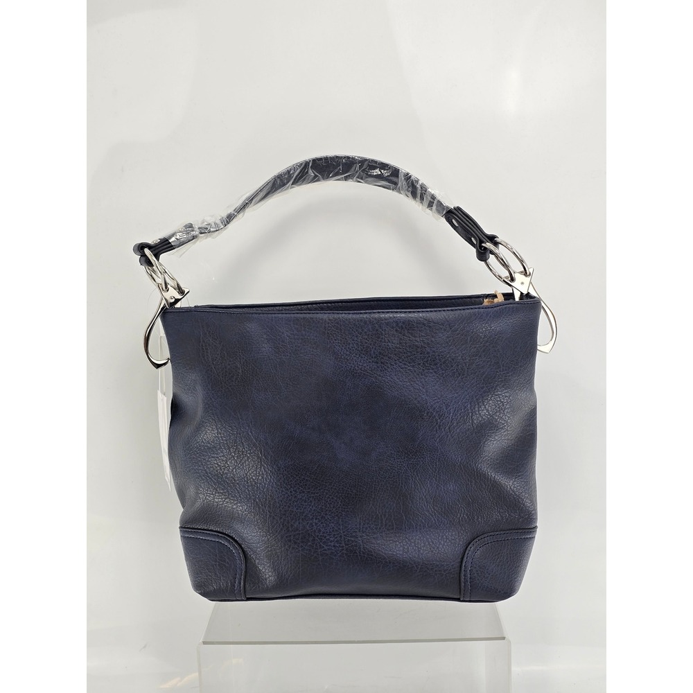 Alyssa Vegan Leather Hobo Bag Womens Large Navy Blue Shoulder Bag - New